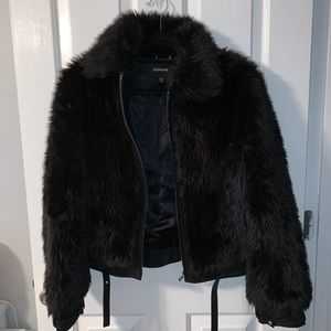 Express Black Faux Fur Jacket